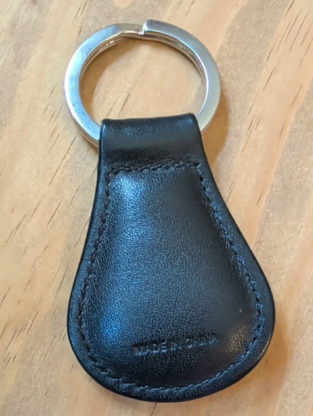 Coach Black Leather Key Ring with Embossed 'S'